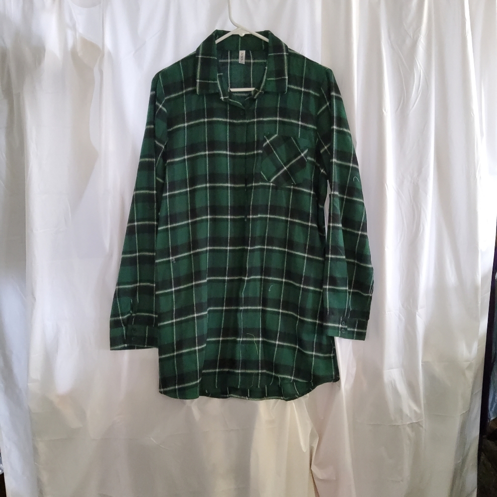 Acting Pro Green Black Plaid Cotton Button Down 2X